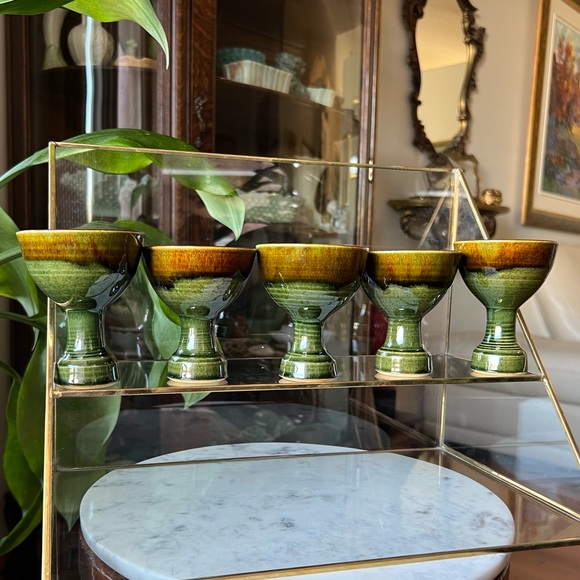 Vintage Culloden Bob Parks Set of 5 Ombré Stemmed Glasses Scotland Pottery 1970s - Picture 3 of 10